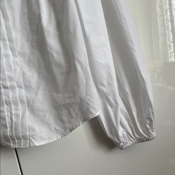 ZARA NWOT White Ruffled Cotton Button Blouse, Size M - Picture 5 of 8